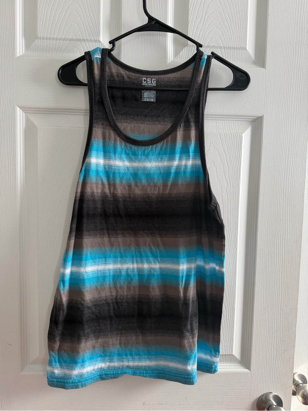 CSG Men’s Blue & Black Striped Tank Top - Lightweight Summer Layer